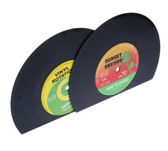 Retro Vinyl Platen Boekensteunen Set van 2 – Decoratieve LP Boeksteunen voor Planken en Bureau