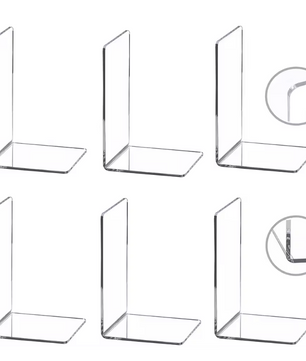 Set Transparante Acryl Boekensteunen – Stevige L-Vorm Boekhouders voor Planken en Bureau