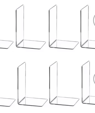 Set Transparante Acryl Boekensteunen – Stevige L-Vorm Boekhouders voor Planken en Bureau