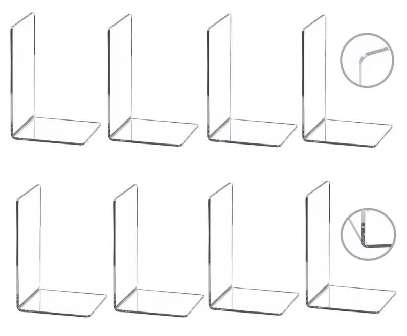 Set Transparante Acryl Boekensteunen – Stevige L-Vorm Boekhouders voor Planken en Bureau