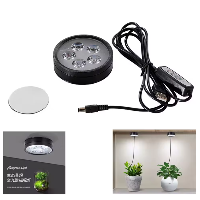 LED Kweeklamp met Timer – Dimbare USB Terrarium Lamp voor Kamerplanten, Magnetisch of Zelfklevend