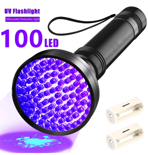 UV Zaklamp 100 LED – 395nm Ultraviolet Lamp voor Detectie en Inspectie