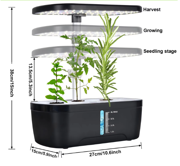 Hydroponische Kruidentuin met LED Groeilamp – Indoor Kweekset met Timer en Waterreservoir