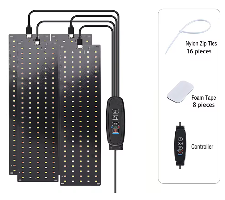 Full Spectrum LED Kweeklamp voor Planten – Dimbare Groeilamp met Timer voor Plantplanken
