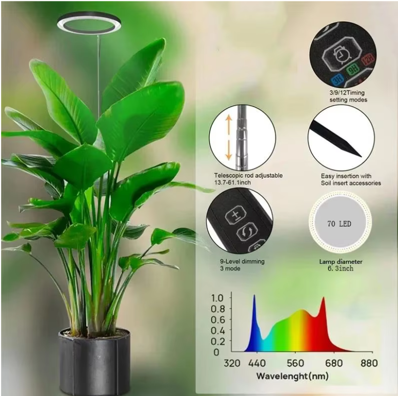 LED Kweeklamp met Standaard – Verstelbare Full Spectrum Groeilamp voor Kamerplanten