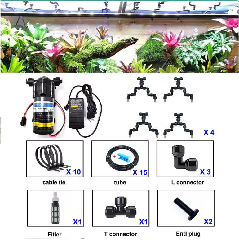 Terrarium Mist Systeem voor Reptielen – Automatische Sproei- en Bevochtigingsinstallatie