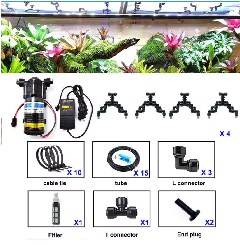 Terrarium Mist Systeem voor Reptielen – Automatische Sproei- en Bevochtigingsinstallatie