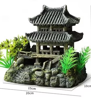 Aquarium Decoratie Huisje met Brug – Resin Ornament voor Vissenkom en Aquarium