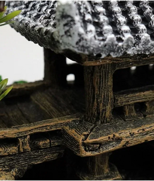 Aquarium Decoratie Huisje met Brug – Resin Ornament voor Vissenkom en Aquarium