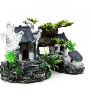 Aquarium Decoratie Huisje met Brug – Resin Ornament voor Vissenkom en Aquarium