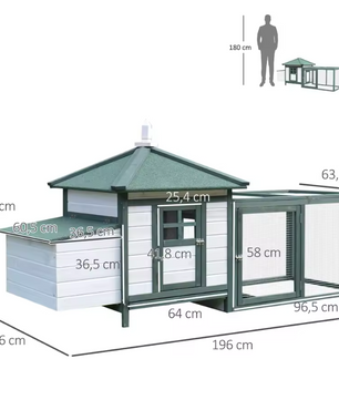 Houten Kippenhok met Legnest en Ren – Buitenverblijf voor Kippen en Pluimvee