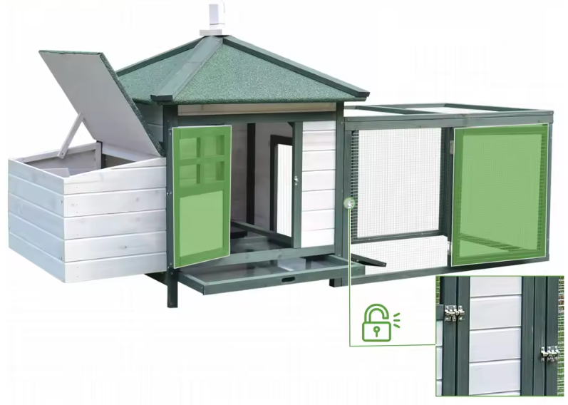 Houten Kippenhok met Legnest en Ren – Buitenverblijf voor Kippen en Pluimvee