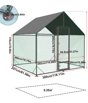 Grote Metalen Kippenren met Dak – Buitenren voor Kippen en Pluimvee