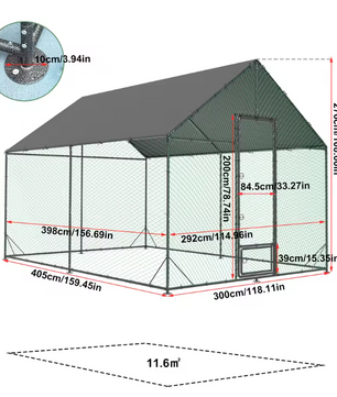 Grote Metalen Kippenren met Dak – Buitenren voor Kippen en Pluimvee