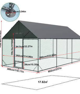 Grote Metalen Kippenren met Dak – Buitenren voor Kippen en Pluimvee