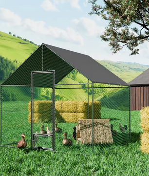 Grote Metalen Kippenren met Dak – Buitenren voor Kippen en Pluimvee