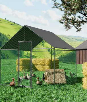 Grote Metalen Kippenren met Dak – Buitenren voor Kippen en Pluimvee