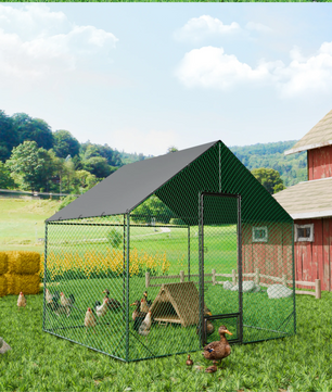 Grote Metalen Kippenren met Dak – Buitenren voor Kippen en Pluimvee