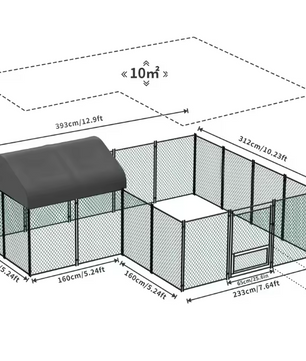 Grote Kippenren met Dak – Metalen Walk-in Buitenren voor Pluimvee