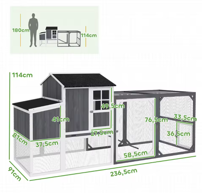 Houten Kippenhok met Legnest en Ren – Buitenverblijf voor 3–4 Kippen