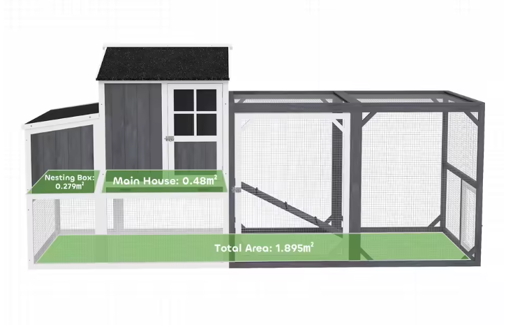 Houten Kippenhok met Legnest en Ren – Buitenverblijf voor 3–4 Kippen
