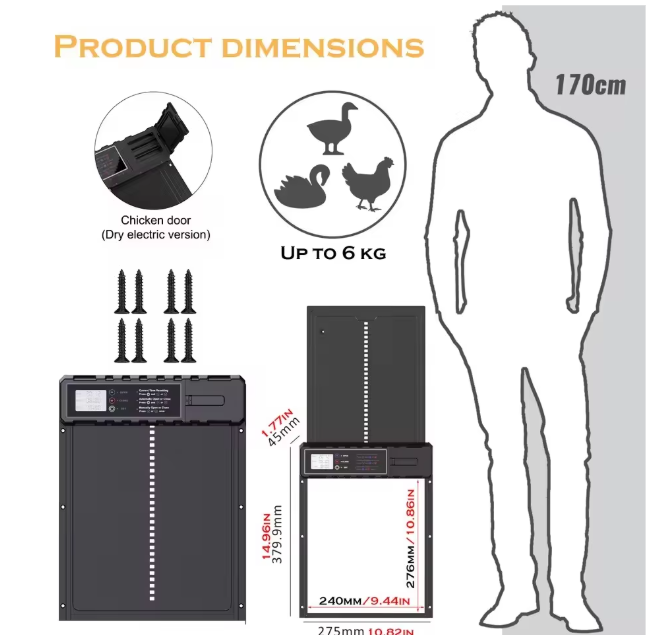 Automatische Kippenhok Deur met Timer – Elektrische Aluminium Kippendeur voor Pluimvee