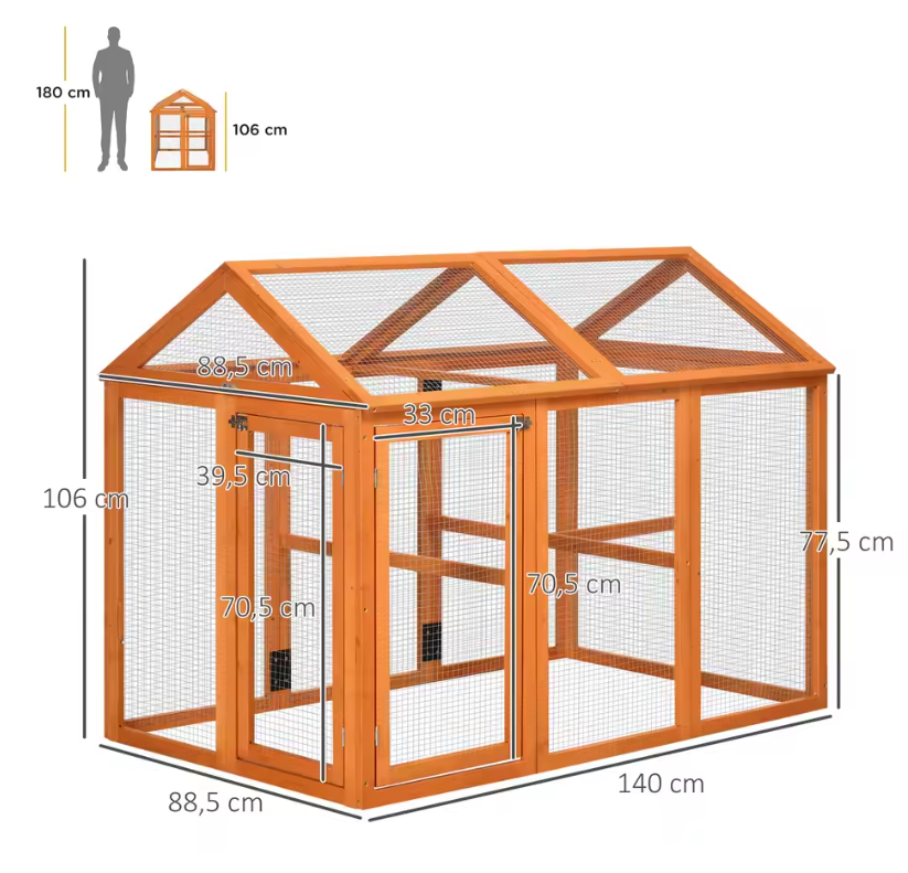 Houten Kippenhok met Ren – Buitenverblijf voor 1-3 Kippen