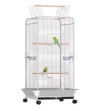 Papegaaienkooi met Wielen en Zitstokken – Vogelkooi met Voerbakken en Uitneembare Lade