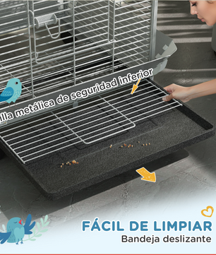 Papegaaienkooi met Wielen en Zitstokken – Vogelkooi met Voerbakken en Uitneembare Lade