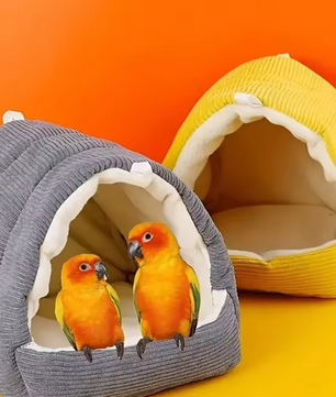 Vogelhangbed voor Kooi – Warm Pluche Vogelnest Hangmat en Schuilhut voor Kleine Vogels