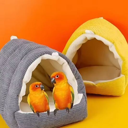 Vogelhangbed voor Kooi – Warm Pluche Vogelnest Hangmat en Schuilhut voor Kleine Vogels