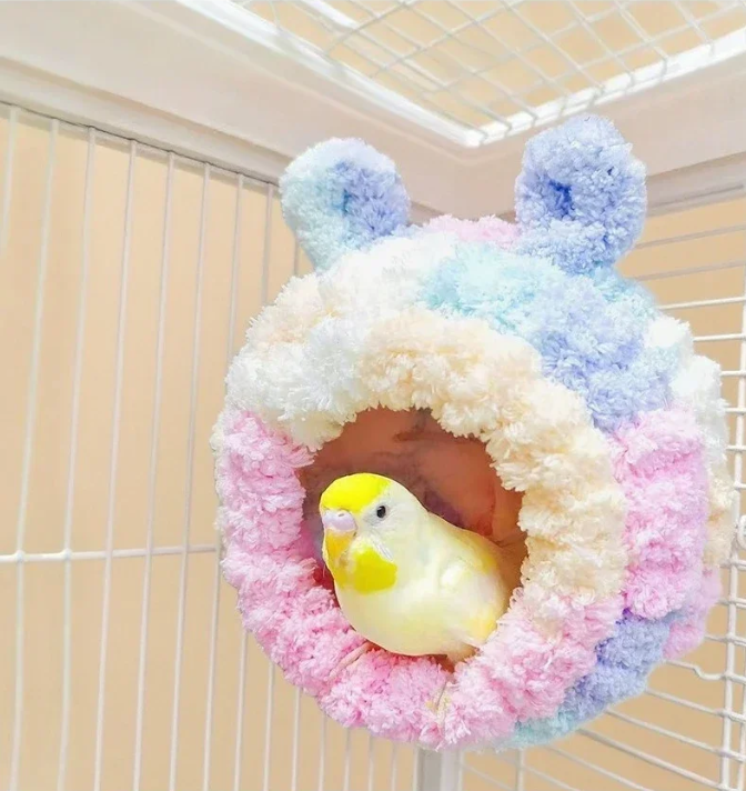 Warm Vogelhangnest voor Kooi – Pluche Winter Nest en Hangende Schuilplaats voor Kleine Vogels