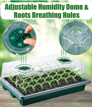 Set van 2 Startbakken voor Zaden met Ontkiemingsset – 80 Cellen, Hoge Koepel, 4 LED-Kweeklampen, Slimme Timer en 3 Lichtmodi