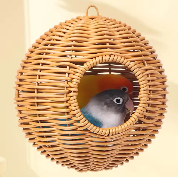 Handgeweven Stro Vogelnest – Hangend Broednest voor Tuin en Volière