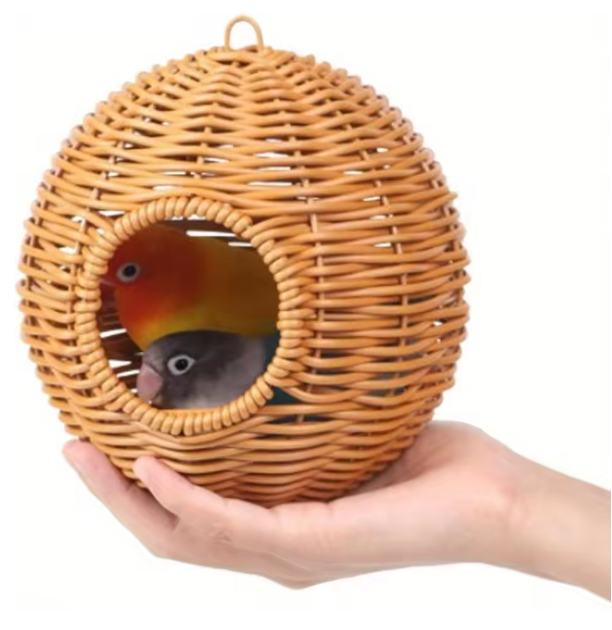 Handgeweven Stro Vogelnest – Hangend Broednest voor Tuin en Volière