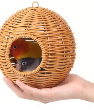 Handgeweven Stro Vogelnest – Hangend Broednest voor Tuin en Volière