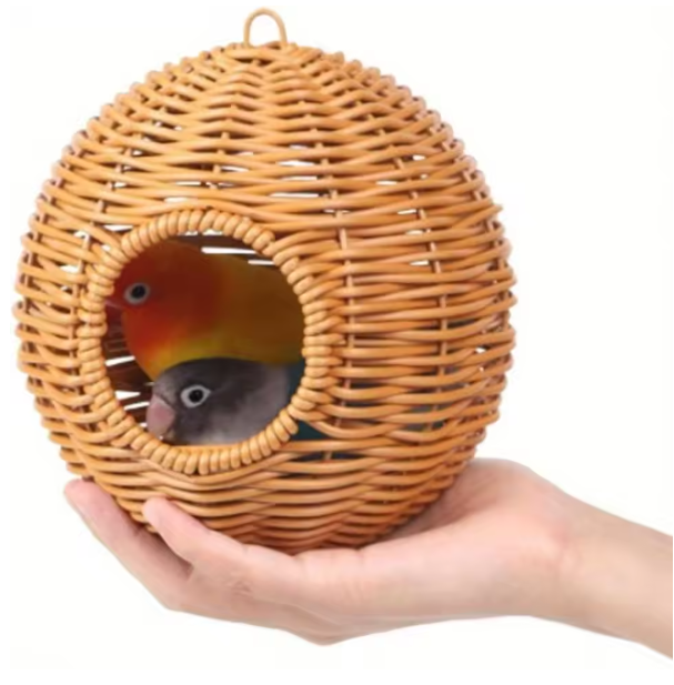 Handgeweven Stro Vogelnest – Hangend Broednest voor Tuin en Volière