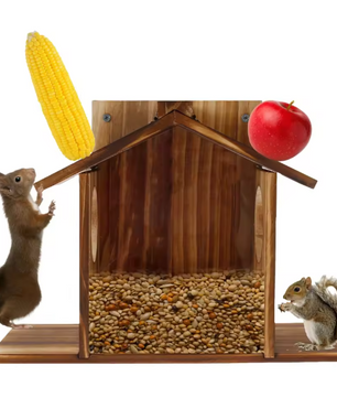 Houten Eekhoorn Voederhuis – Grote Voederbak met Dak voor Tuin