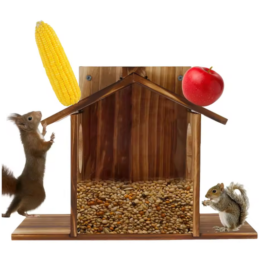 Houten Eekhoorn Voederhuis – Grote Voederbak met Dak voor Tuin