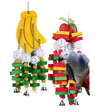 Houten Papegaai Speelgoed Schommel – Vogel Speeltrap en Kauwspeeltje voor Kooi
