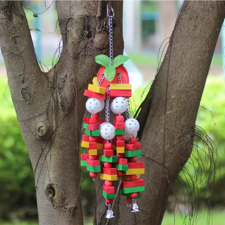 Houten Papegaai Speelgoed Schommel – Vogel Speeltrap en Kauwspeeltje voor Kooi