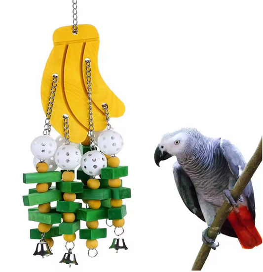 Houten Papegaai Speelgoed Schommel – Vogel Speeltrap en Kauwspeeltje voor Kooi