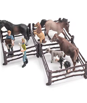 Set van 10 Miniatuur Boerderij Hekken – Model Hekpanelen voor Diorama, Modelbouw en Miniatuur Decoratie