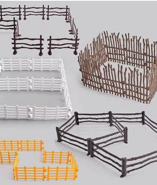 Set van 10 Miniatuur Boerderij Hekken – Model Hekpanelen voor Diorama, Modelbouw en Miniatuur Decoratie