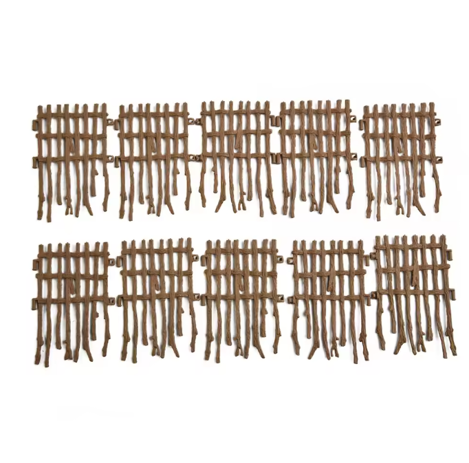 Set van 10 Miniatuur Boerderij Hekken – Model Hekpanelen voor Diorama, Modelbouw en Miniatuur Decoratie