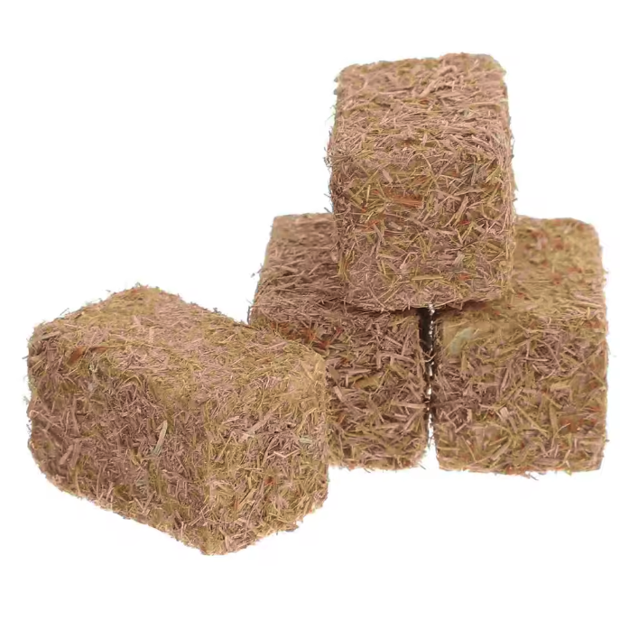 Set van 4 Mini Hooibalen – Houten Miniatuur Strobalen voor Diorama en Boerderij Decoratie
