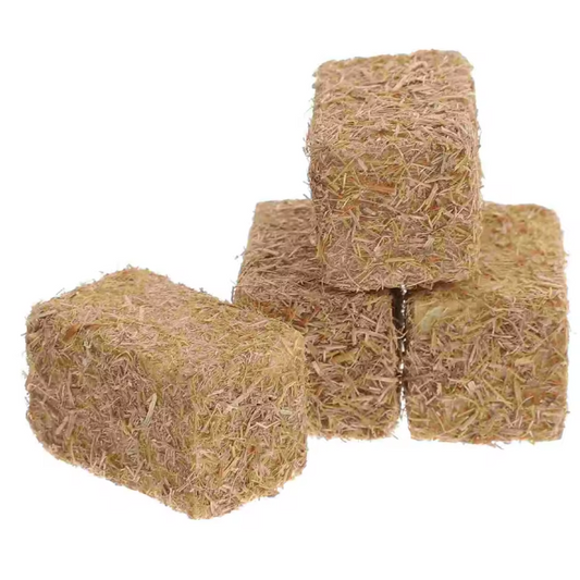 Set van 4 Mini Hooibalen – Houten Miniatuur Strobalen voor Diorama en Boerderij Decoratie