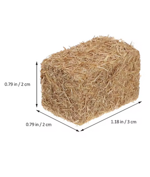 Set van 4 Mini Hooibalen – Houten Miniatuur Strobalen voor Diorama en Boerderij Decoratie
