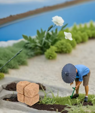 Set van 4 Mini Hooibalen – Houten Miniatuur Strobalen voor Diorama en Boerderij Decoratie