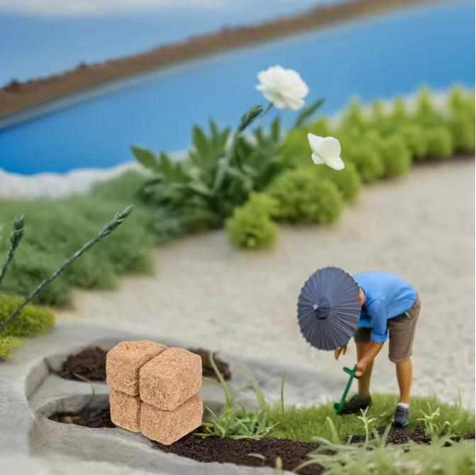 Set van 4 Mini Hooibalen – Houten Miniatuur Strobalen voor Diorama en Boerderij Decoratie